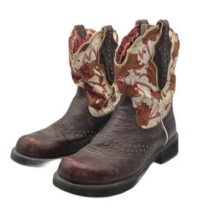 Ariat Sz 6‎ 1/2 Gembaby Ostrich Cowboy Boots Brown Red Western Style